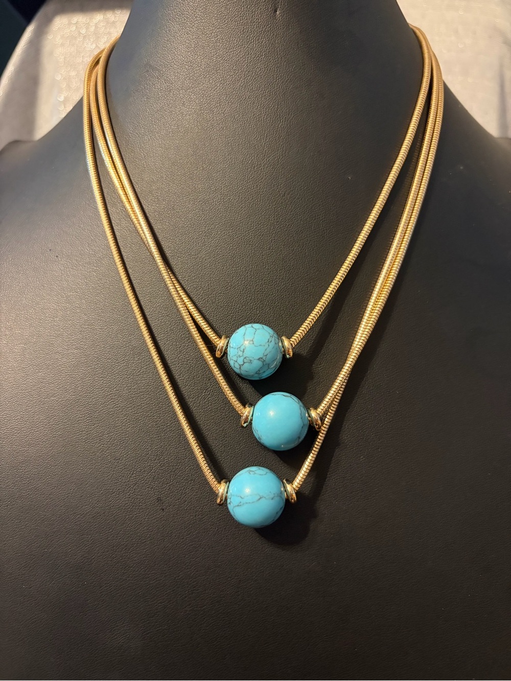 Alfani Gold-Tone Multi-Strand Necklace with Turquoise Beads
